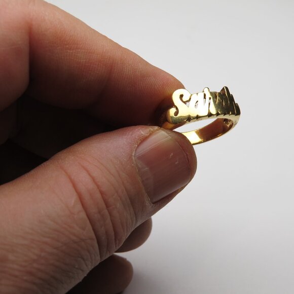 14k Gold Name Ring SARAH Hand Made - Picture 2 of 2